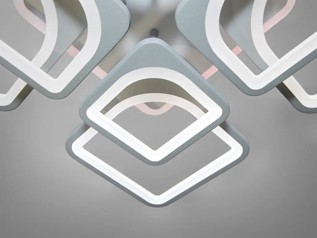 LED люстра в кухню с димером и цветной подсветкой, 190 Вт, серая - фото 4