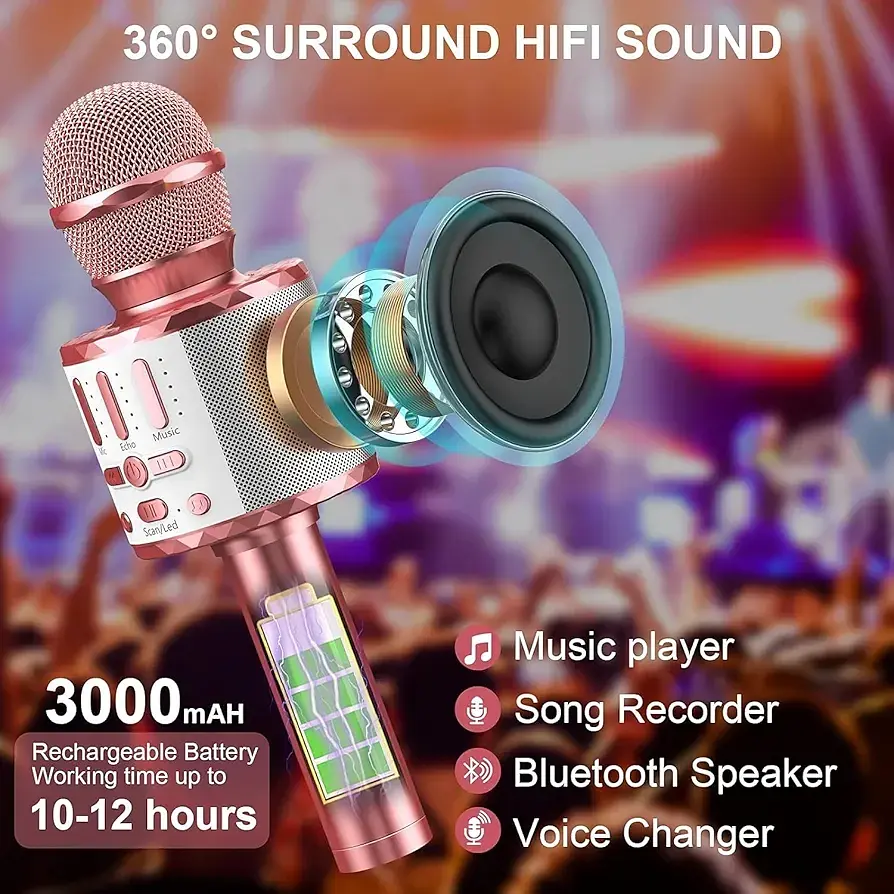 Дитячий Bluetooth караоке-мікрофон із LED-підсвіткою - фото 5