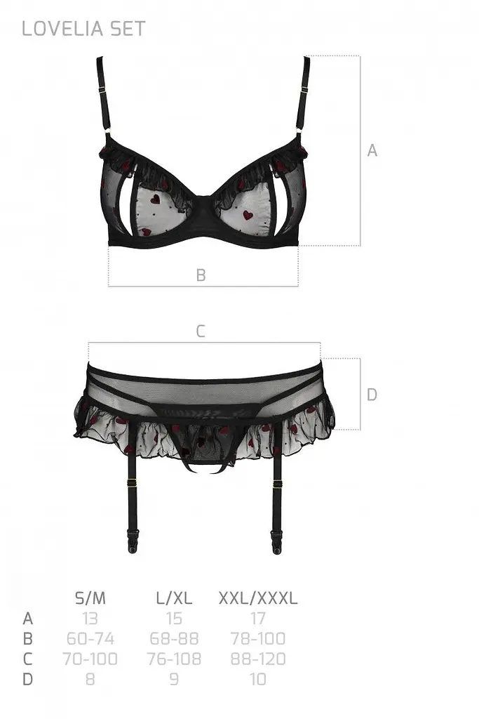 Комплект белья Passion Lovelia Set, L/XL (черный) - фото 7