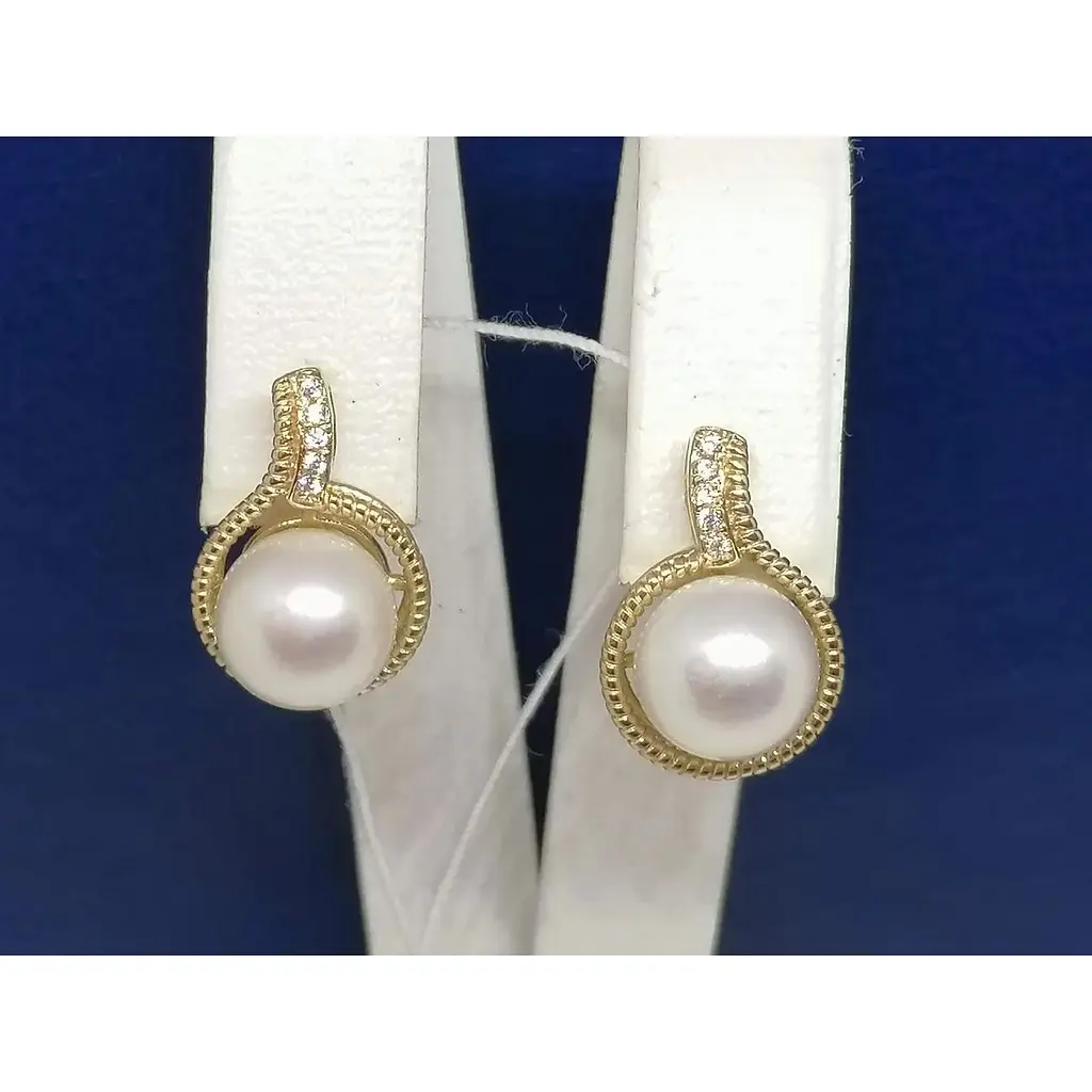 Золоті сережки Гаразд з перлами і фіанітами. 3532785 - фото 4