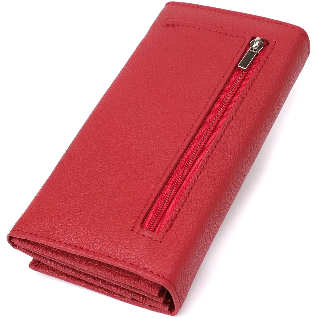 Яскравий вертикальний гаманець із натуральної шкіри ST Leather 23087 червоний - фото 2