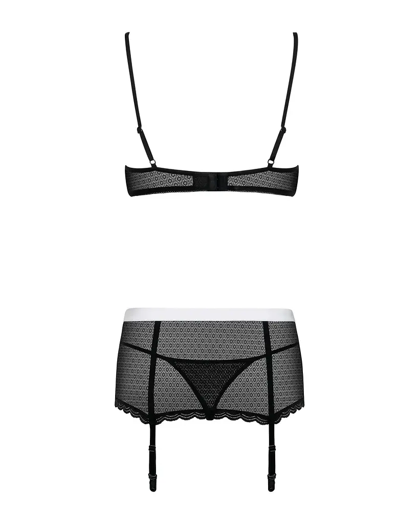 Еротичний костюм покоївки Obsessive Maidme set 5pcs S/M, бюстгальтер, пояс з фартухом, панчохи - фото 6