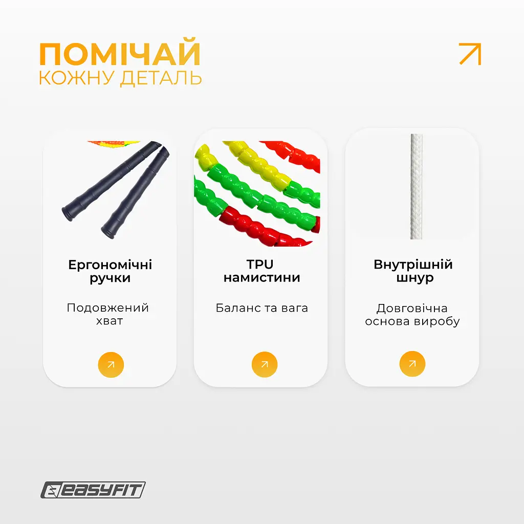 Бисерная скакалка EasyFit FreeRope 2,7 м (мультиколор) - фото 5