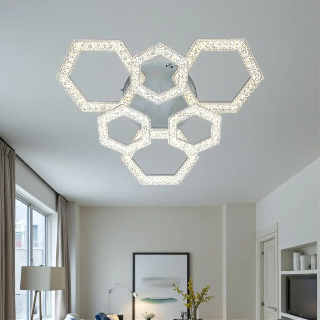 Стельовий LED-світильник Diasha 6653/3+3WH — 75 Вт, 62 см, пульт і диммер - фото 2