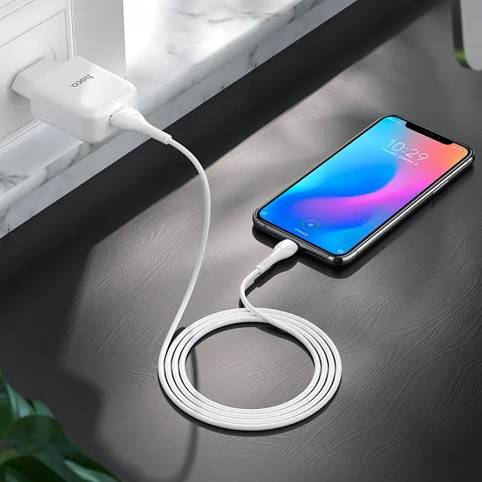 Сетевое зарядное устройство Hoco N2 Vigour с 1USB/2.1A с гибким кабелем Type-C Белый - фото 7