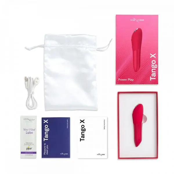 Лубрикант We-Vibe Tango X + 50 мл - потужний міні-вібратор, 10х2.3 см, рожевий - фото 2