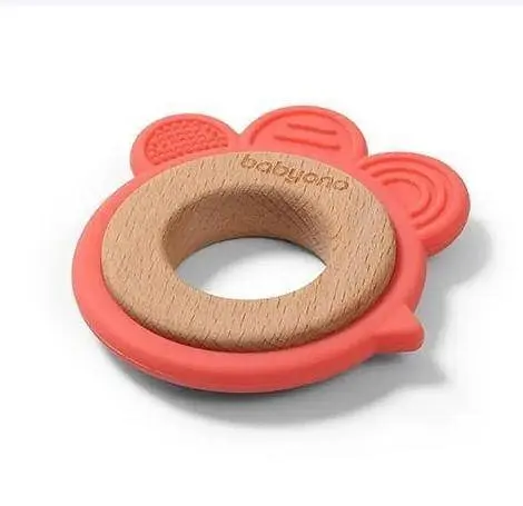 Прорезыватель для зубов Lindo "Курочка" BabyOno 1075/03 деревянный силиконовый - фото 2