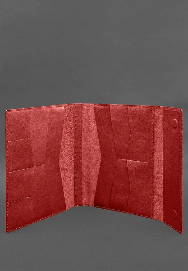 Кожаная папка для документов "Семейная" А4 Красная - фото 4