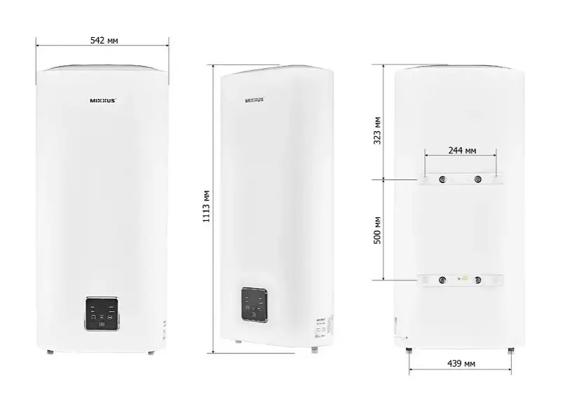 Водонагрівач Mixxus EWH-09080 FLAT WET 80 л, 2 кВт, мокрий ТЕН, вертикальний, прямокутний, білий (WH0595) - фото 5