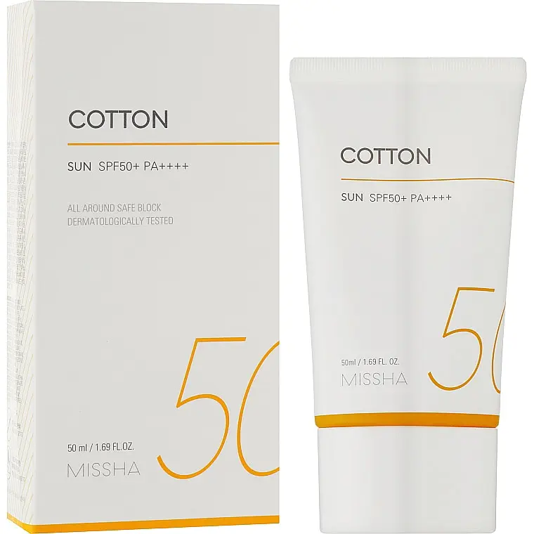 Сонцезахисний крем для обличчя Missha All Around Safe Block Cotton Sun SPF50+ PA++++, з оксамитовим фінішем, 50 мл - фото 2