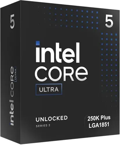 Процесор Intel Core Ultra 5 250K Plus (LGA1851), Box, 18x3.3 ГГц (Turbo Boost 5.3 ГГц, 18 потоків), Intel Graphics, AI Boost, L3 30Мб / L2 30Мб, Arrow Lake, 3 нм, TDP 125 Вт / 159 Вт (BX80768250K)