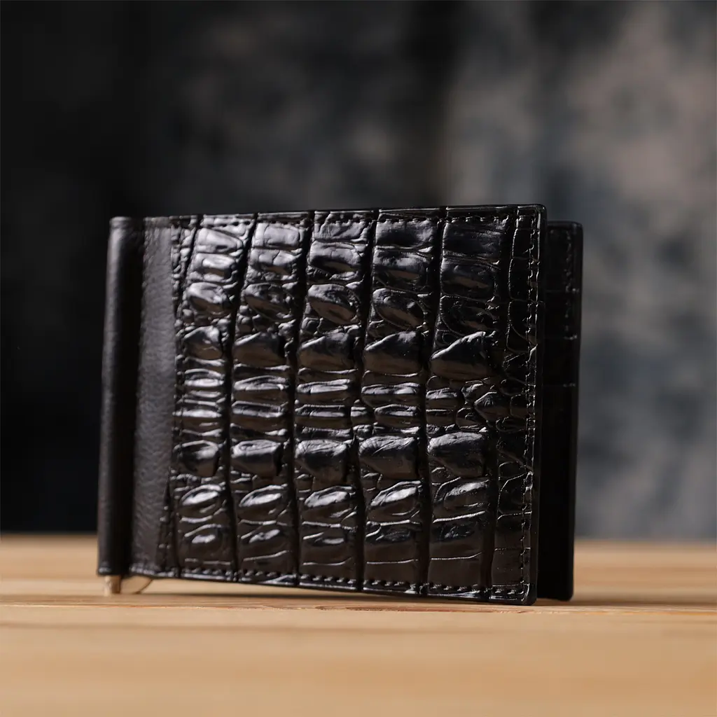 Зажим из натуральной кожи крокодила Crocodile Leather 12х 8.5 см acs0032266 - фото 9