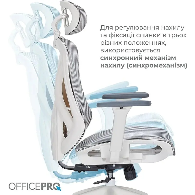 Кресло офисное Officepro Atlas OC630-W-LG-LG White/Light Gray (OC630-W-LG-LG) - фото 10