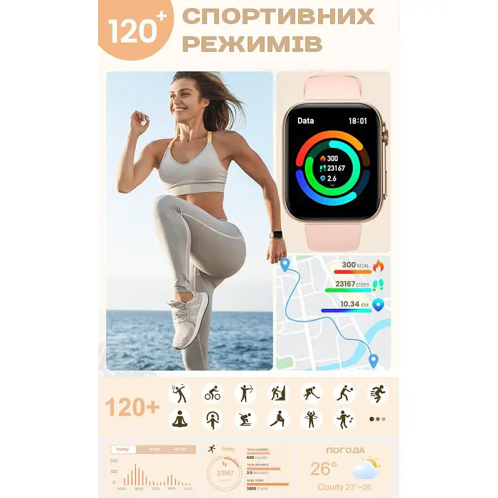 Годинник Smart Sensation Pink, 2 ремінця - фото 5