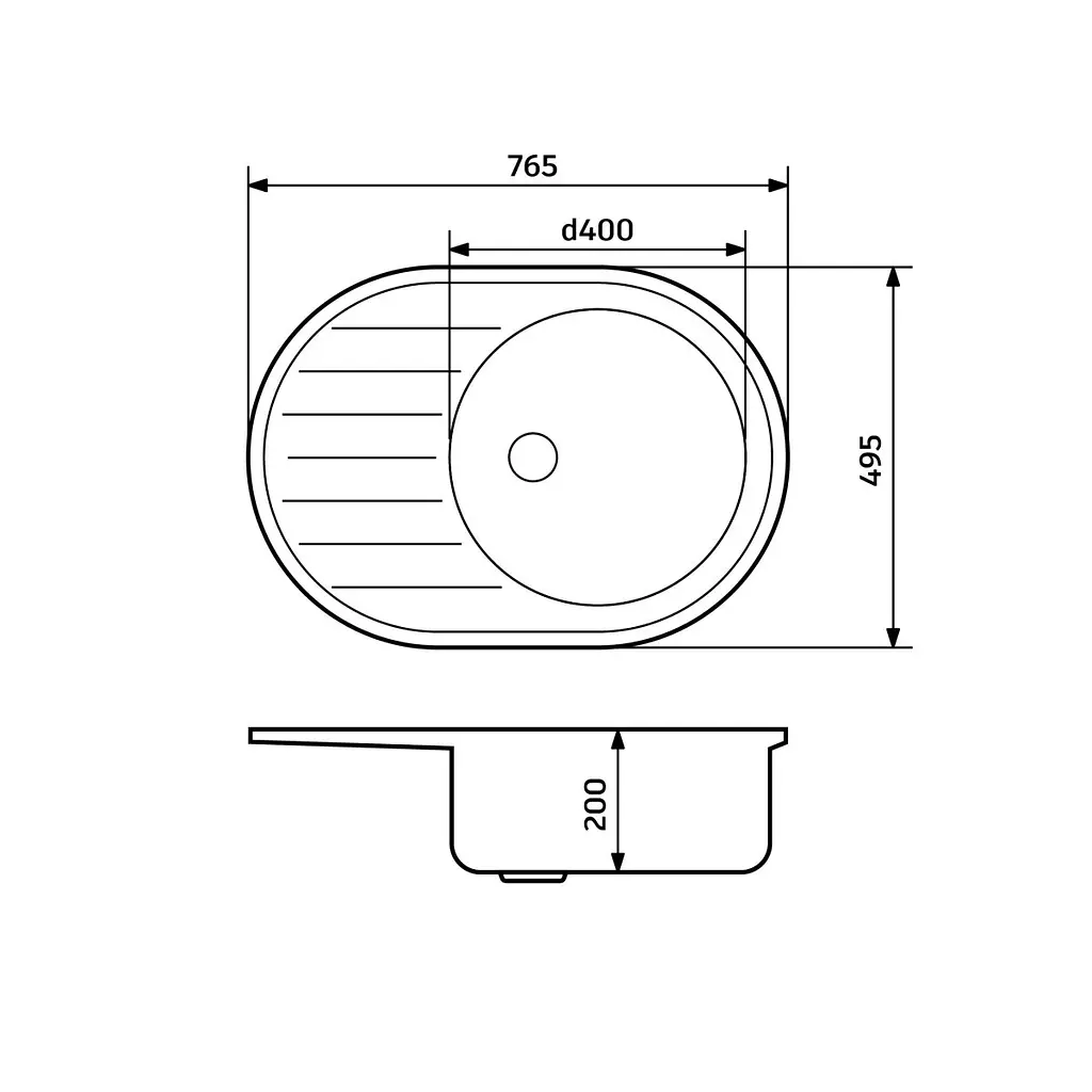 Кухонна мийка Adamant ELLIPSIS mokko 765x495x200 мм, з крилом 76,5 см - фото 2