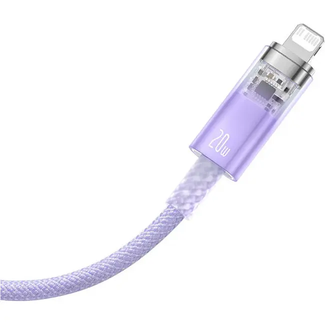 Кабель Baseus Explorer Series Fast Charging Cable with Smart Temperature Control Cable Type-C to Lightning 20W 1m CATS010205 Purpl - фото 3