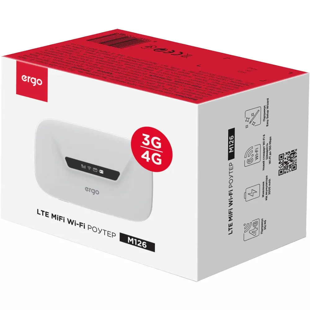 Маршрутизатор мобільний WIFI роутер ERGO M126 (cat4) 3G/4G Wi-Fi 6 Mobile Router (білий) - фото 6