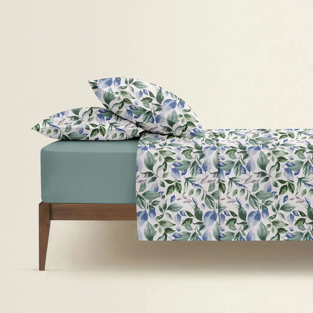 Комплект постільної білизни Cosas Watercolor flowers CS4 Євро зелений (FoliageGreenBlue_104Ashmint_200) - фото 2