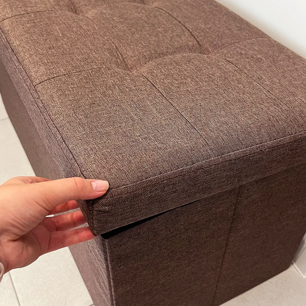 Пуф двойной для хранения МВМ My Home текстильный, 760х380х380 мм, коричневий (TH-04 BROWN) - фото 8