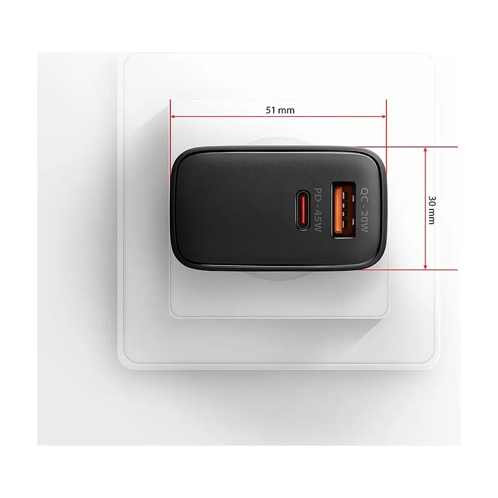Зарядний пристрій AXAGON 1xUSB QC4.0 + 1xUSB-C PD45W PPS black (ACU-PQ45) - фото 10