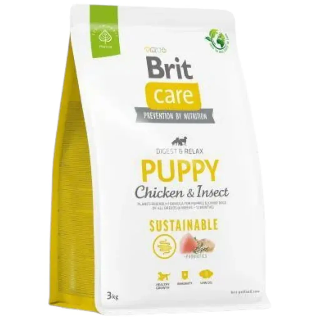 Сухий корм Brit Care Dog Sustainable Puppy для цуценят, з куркою та комахами, 3 кг