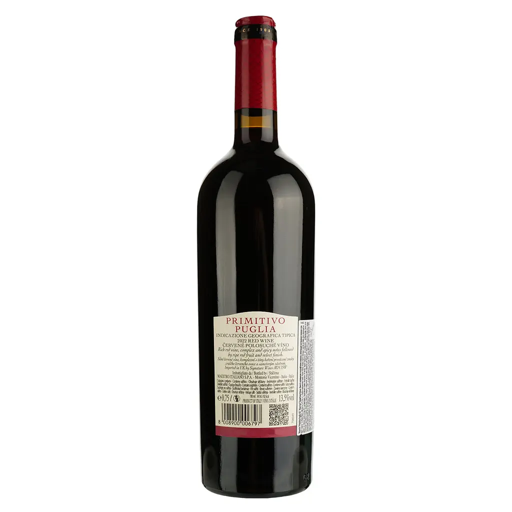 Вино Maestro Primitivo Puglia IGT, червоне, сухе, 0,75 л - фото 2