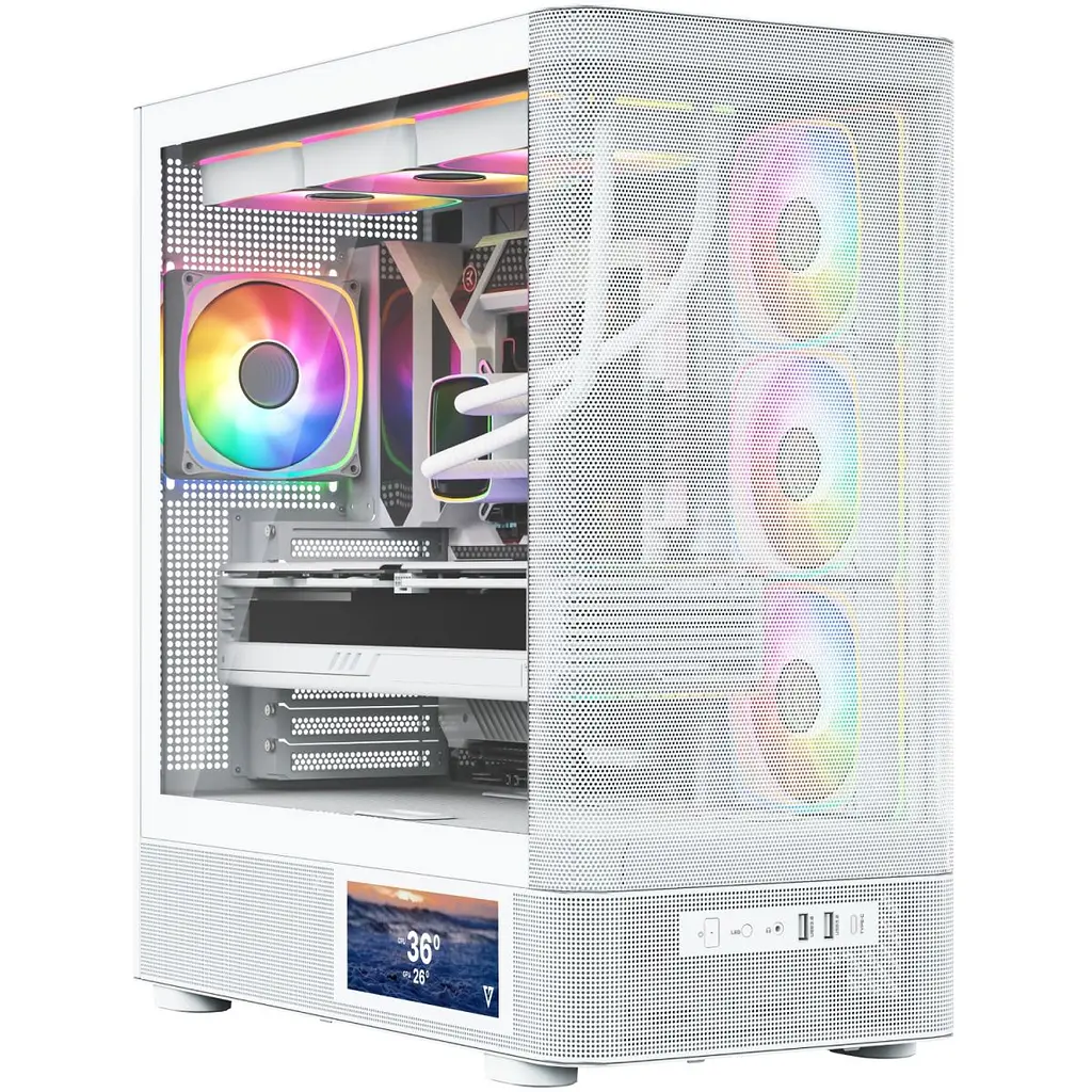 Корпус Modecom VOLCANO AQ400 ARGB MIDI SIDE LCD 6,2”, 4x120 мм fans WHITE без БЖ ATX (MC-A-AQ400-4FA-W) - фото 3