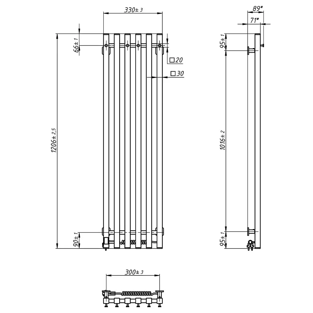 Електрична рушникосушка Navin Levante 330x1200 Sensor права, чорний муар 10-012033-4860, Чорний матовий, Праве, Електронний - фото 7