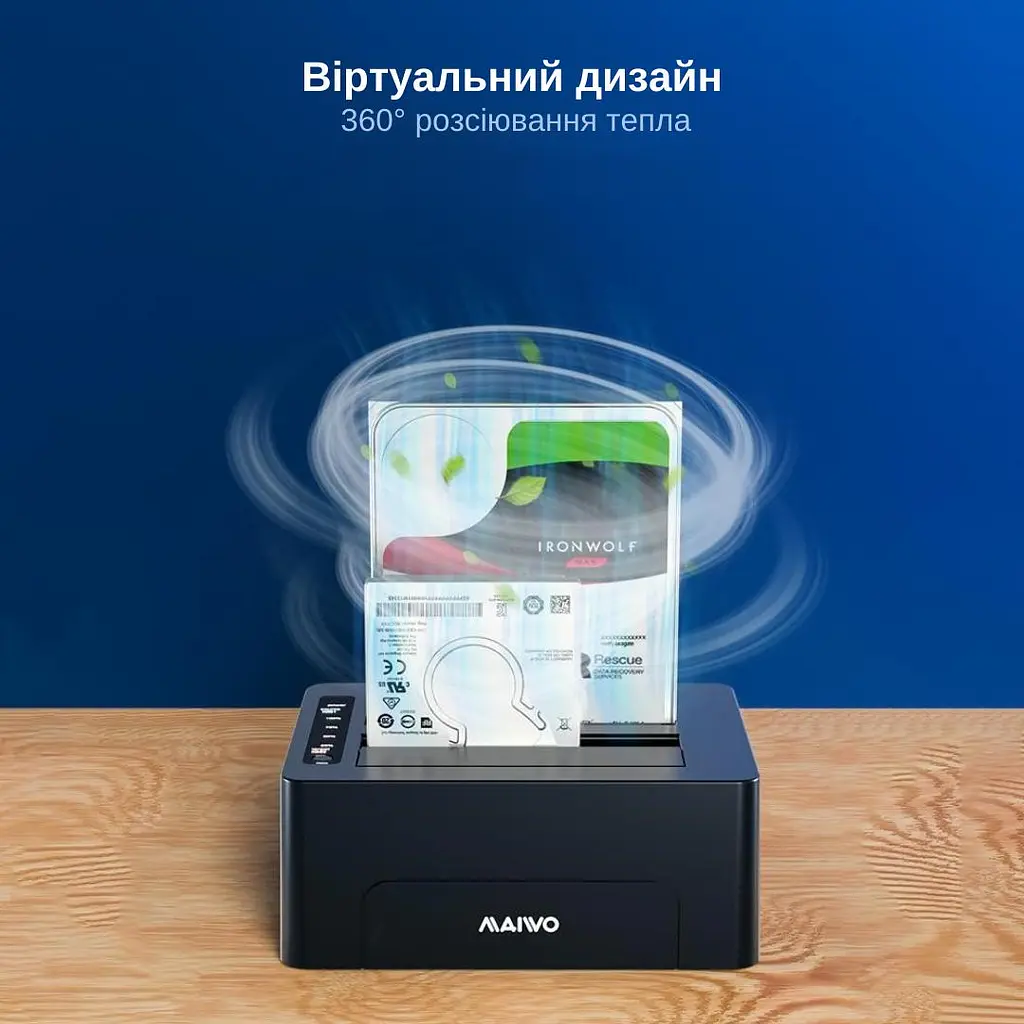 Док-станція клонувальник Maiwo для двох SSD/HDD 2.5/3.5" SATA USB 3.0 (K3082 2501) Чорна - фото 7