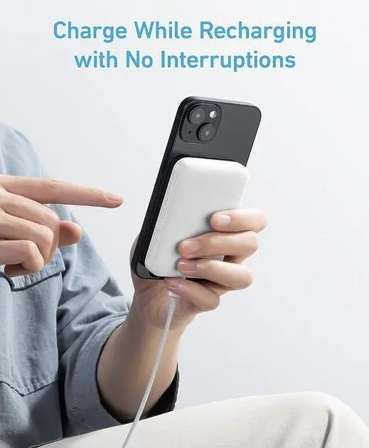 Магнитная батарея Anker MagGo 321 Magnetic Magsafe Powerbank 5000 mAh Повербанк с беспроводной зарядкой белый - фото 3