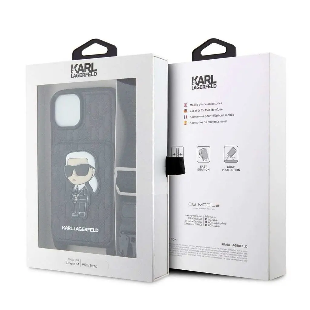 Чехол Karl Lagerfeld Saffiano Monogram Crossbody Ikonik NFT для iPhOne 14 Black - фото 8