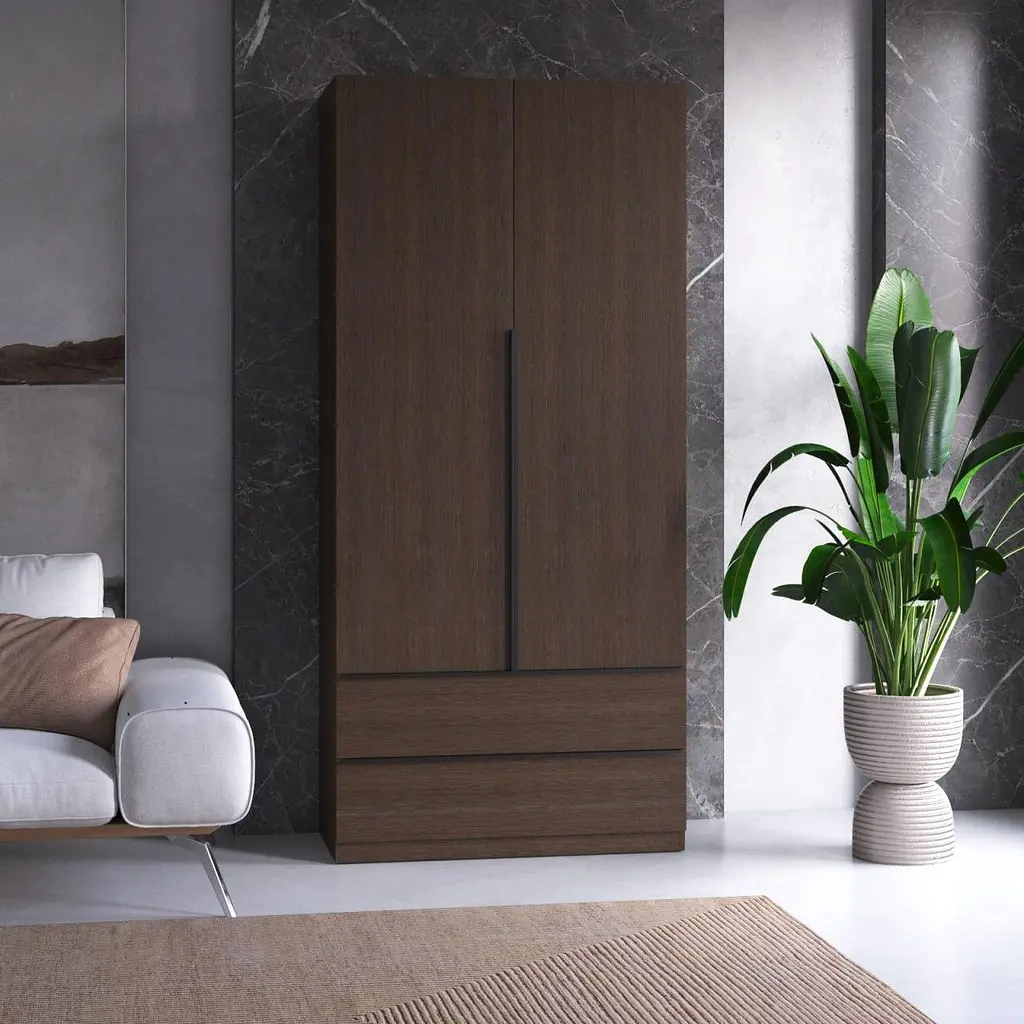 Шафа для одягу Vays M-30, 2 шухляди, з штангою та полицями, ЛДСП, 100×50×220 см – для спальні, вітальні, передпокою - фото 5