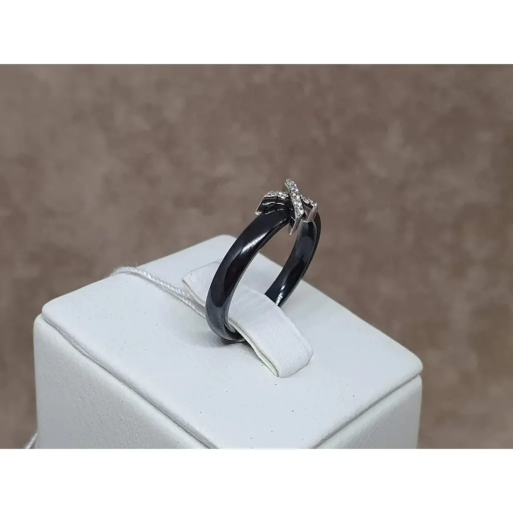 Срібне кільце Aurora з керамікою і фіанітами. С1164Ч 17 - фото 3