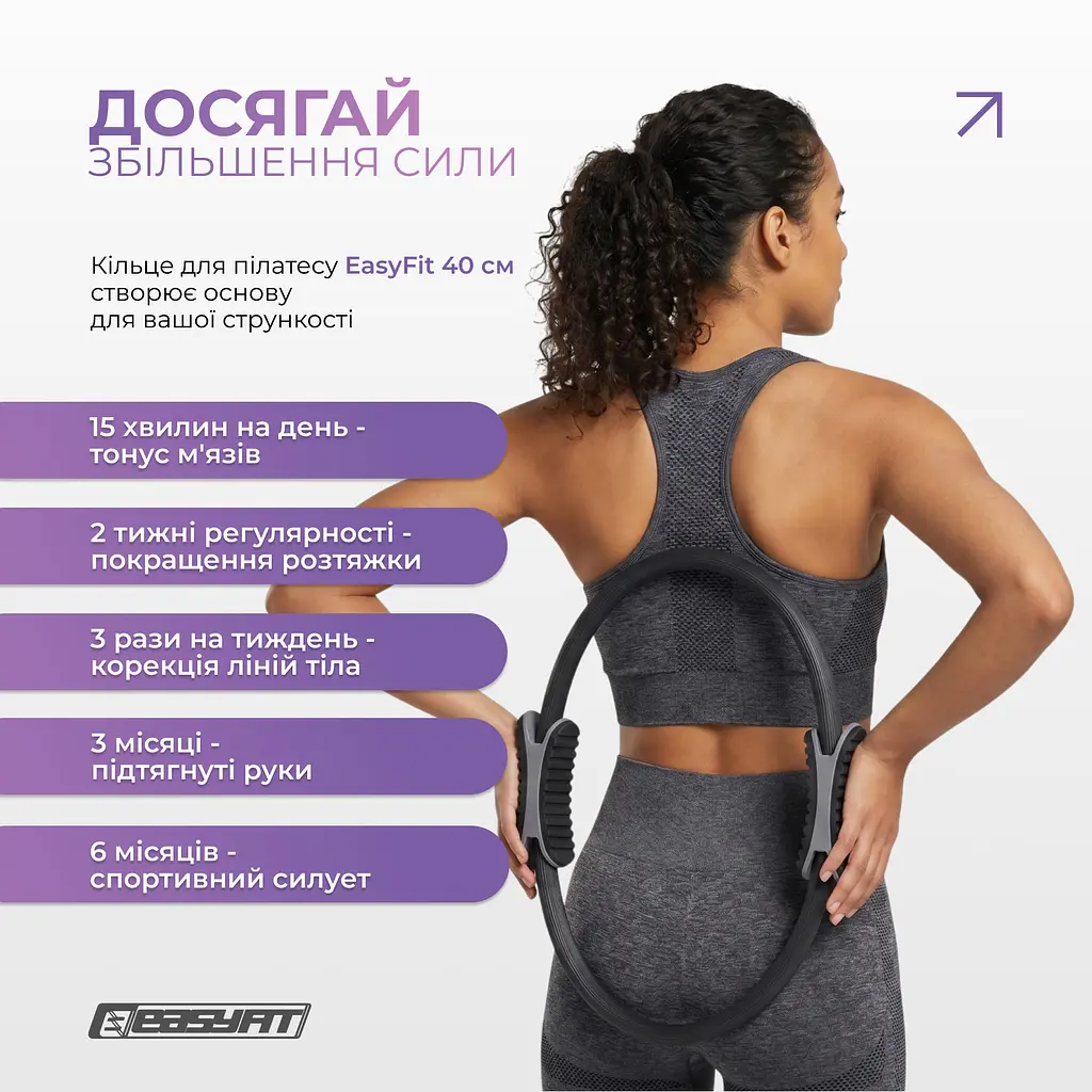 Кільце для пілатесу EasyFit чорне - фото 9
