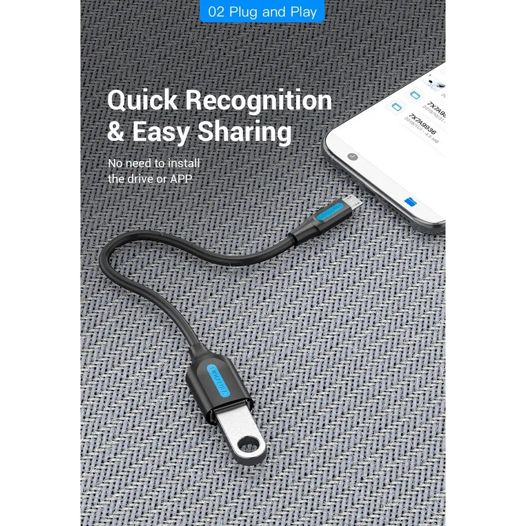 Перехідник Vention Micro-USB — USB-A 0.15 м чорний (CCUBB) [170498] - фото 3