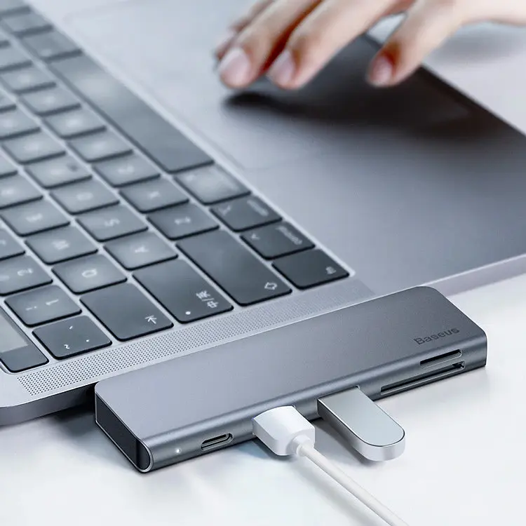 Багатопортовий хаб Baseus Harmonica 5-in-1 HUB Adapter CAHUB-K0G Сірий (1059080726) - фото 5