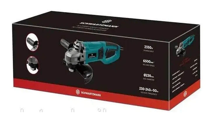 Угловая шлифмашина Schwartzmann AG2350SP с поворотной задней рукояткой и 3-х позиционной дополнительной ручкой - фото 2