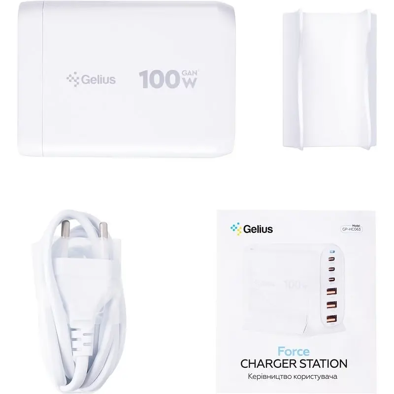 Мережевий зарядний пристрій Gelius Force GaN 100W GP-HC063 3USB-A + 3Type-C - фото 7
