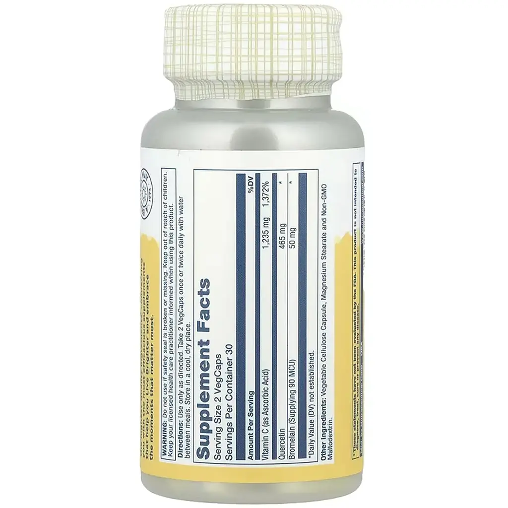 Кверцетин Solaray Quercetin Bromelain & Vitamin C 60 веганських капсул - фото 2