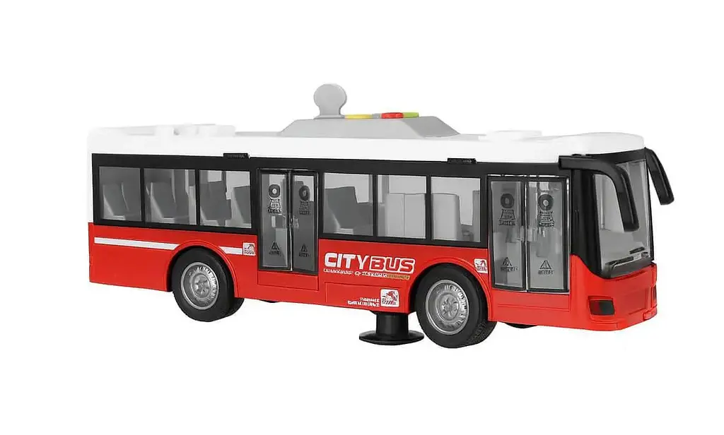 Автобус RJ5503 28см, інерційний, масштаб 1:16, звук, світло, гумові колеса, в коробці (6903317834464) Червоний - фото 2