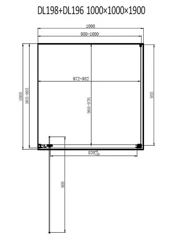 Душова кабіна Dusel DL198B+DL196B Black Matt 1000x1000x1900, Чорний матовий, Універсальна, прозрачний, Чорний матовий, 100x100 - фото 2