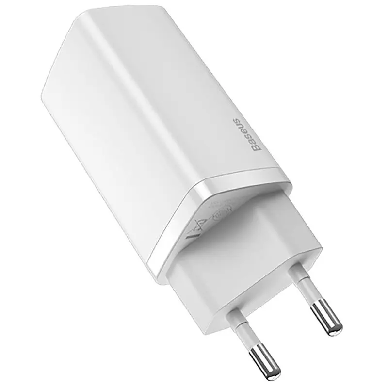 Сетевое зарядное устройство для Baseus GaN Lite 1USB + 1Type-C 65W CCGAN2L-B02 White - фото 2