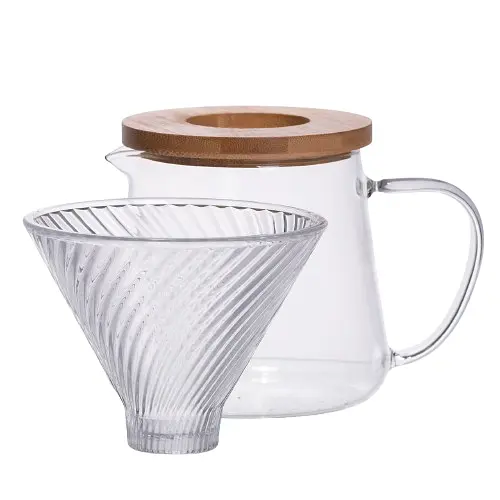 Набор для кофе стеклянный заварник и пуровер 600 мл Прозрачный Yiwu 64486-29 - фото 3