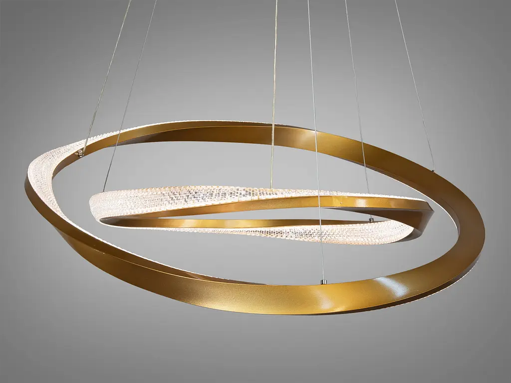 Стельова люстра LED Diasha D2486-800+600G 100W, золото, діаметр 80 см, сучасний стиль для дому - фото 2