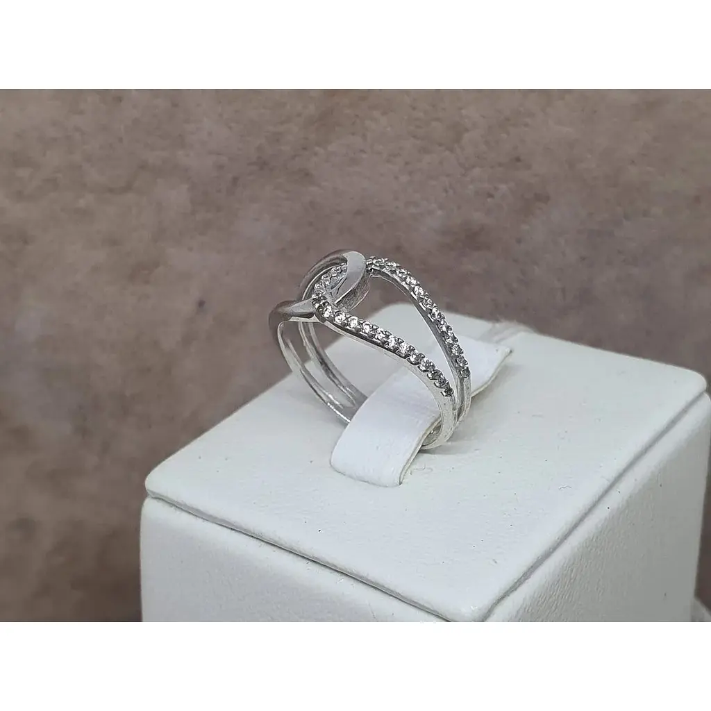 Срібне кільце Агні СКРІН з фіанітами. 1134/1Р-CZ 16,5 - фото 3