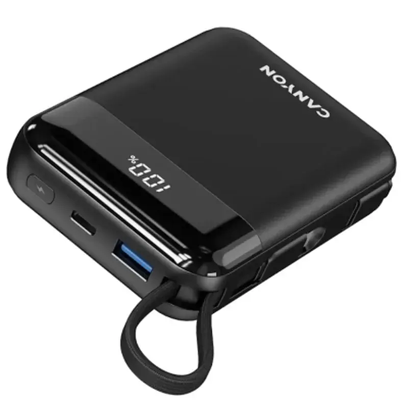 Батарея універсальна Canyon 10000mAh OnPower 104 PD/20W, QC/22.5W built-in cable Black (CNS-CPB104B) - фото 3