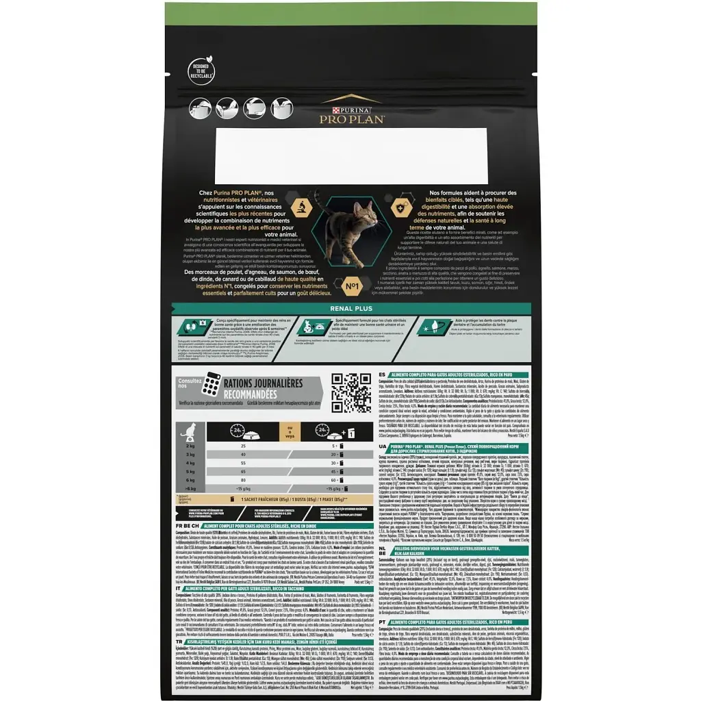 Сухий корм для стерилізованих котів Purina Pro Plan Sterilised Adult 1+ Renal Plus з індичкою 1.5 кг (12369074) - фото 2