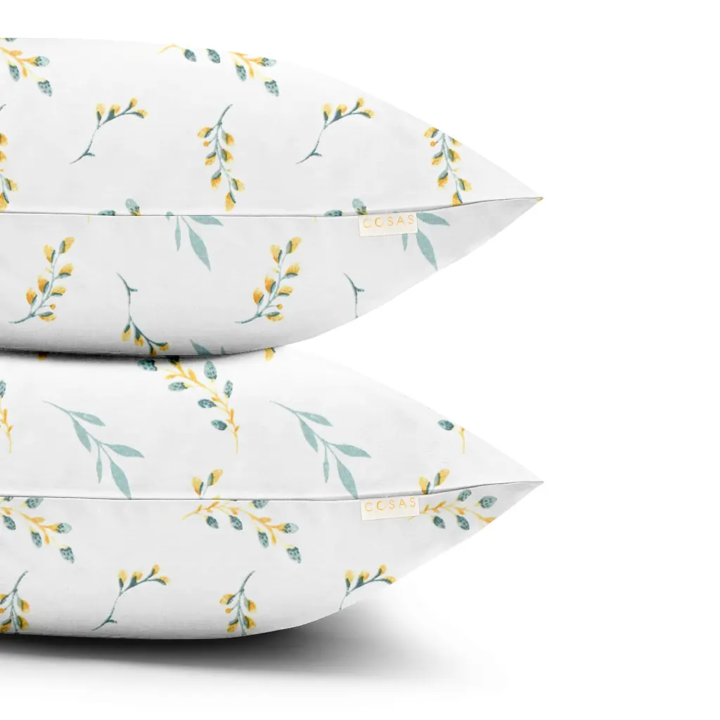 Комплект постільної білизни Cosas полуторний без простирадла PINE BRANCHLETS CS1 160 x 220 см (BudYellowMint_160_2) - фото 2