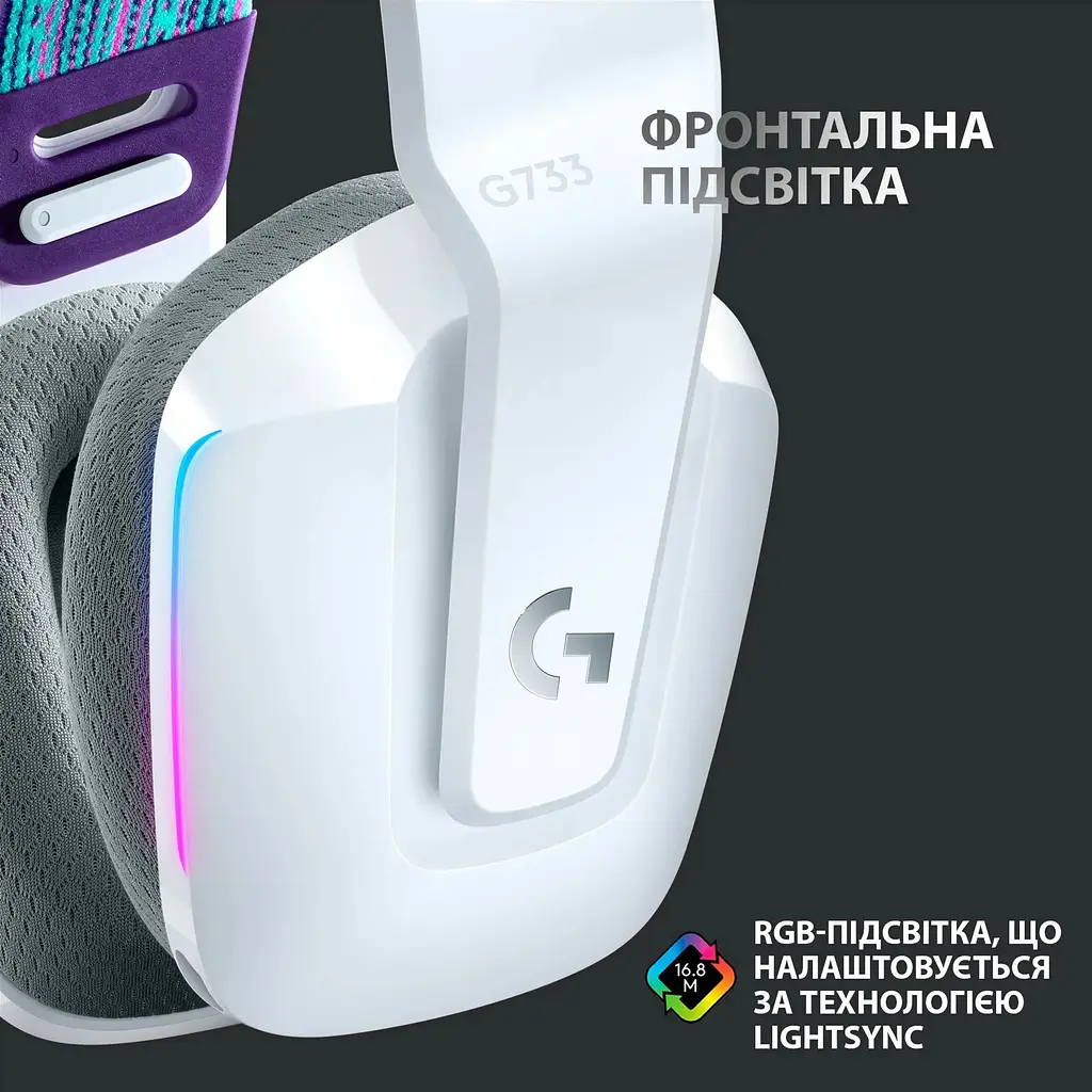 Навушники Logitech G733 Lightspeed Wireless RGB White (981-000883, 981-000886) - фото 5