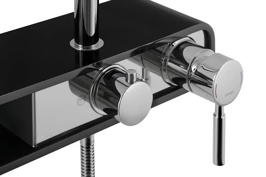 Душевая система Corsan Klar Fiber chrome black CMN002BL, Хром - фото 3